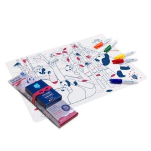 Grand Playmat Les pandas + 5 feutres + bracelet